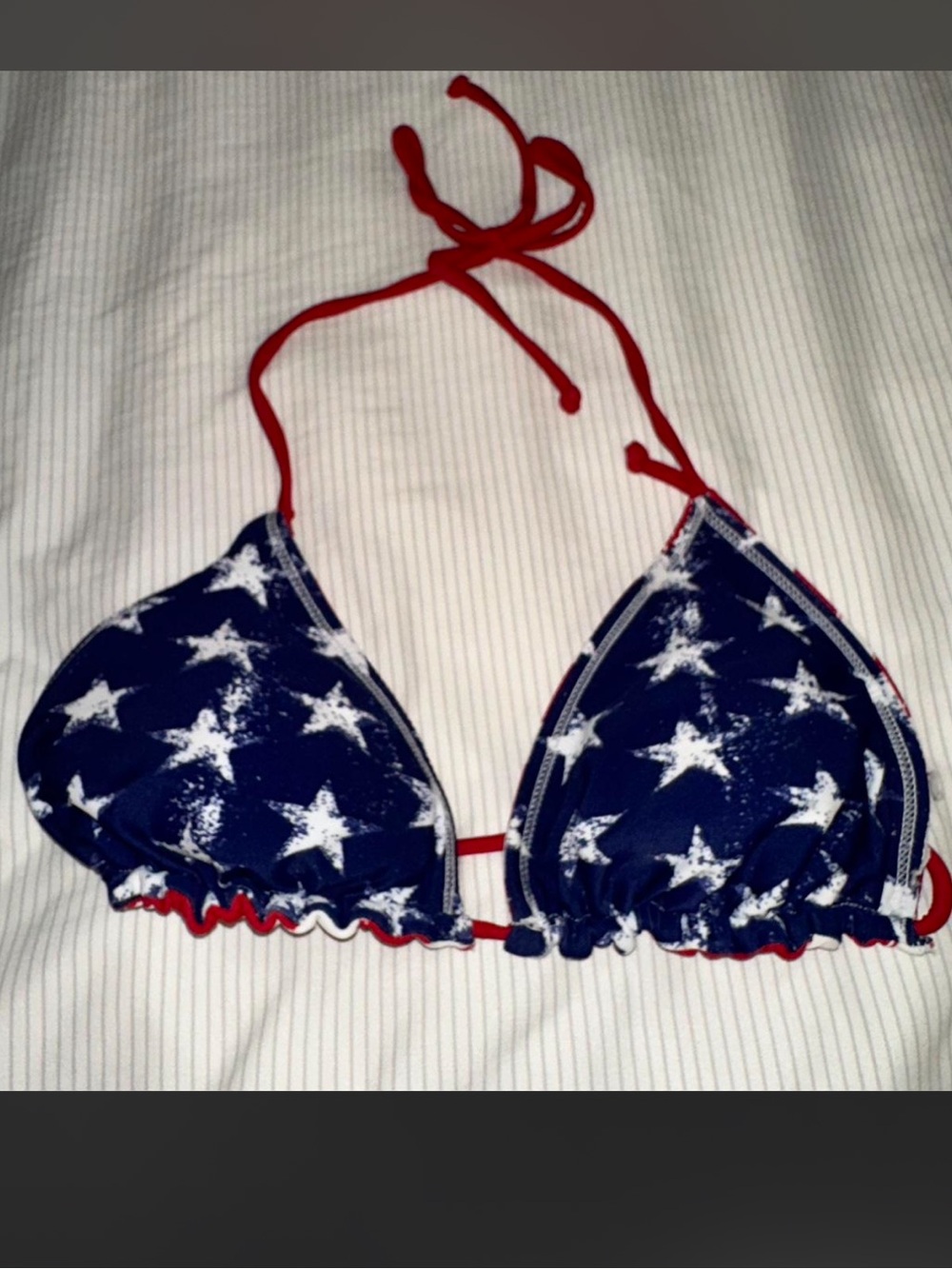 Target Star-Print Triangle Bikini Top in Navy & Red